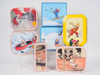 Vente aux enchères 4 boites métal "Petit vingtième" + 3 Boites diverses TBE