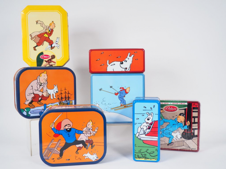 7 boites métal diverses DELACRE TBE