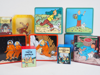 Vente aux enchères 3 boites métal couverture album chocolat Jeff de Bruges + 7 boites mét