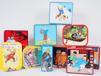 Vente aux enchères 10 boites métal diverses DELACRE TBE