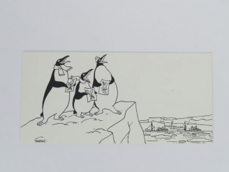 Vente aux enchères Carte de voeux de l’expédition Antarctique 1957-58 (dessinée par Hergé