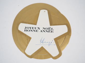 Vente aux enchères Carte de vœux 1971/1972 : Carte en étoile attachée à une spirale en ca