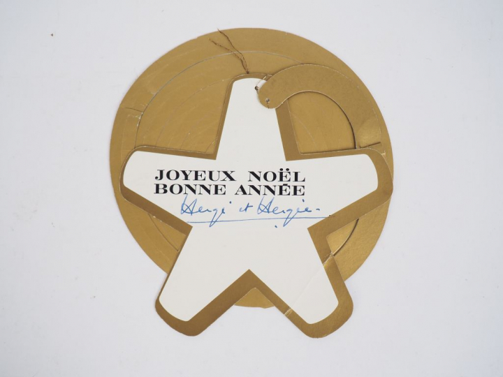 Carte de vœux 1971/1972 : Carte en étoile attachée à une spirale en ca