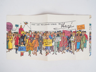 Vente aux enchères Carte de vœux 1972/1973 : Carte en 4 volets dépliants formant une fris