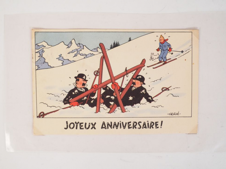 Cartes Neige N°24,"Les Dupont(d) tombés,les ski emmêlés, Réed avec "Jo