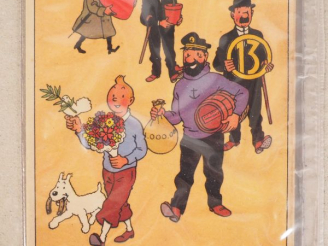 Vente aux enchères Cartes festives N°4 "Joyeux anniversaire" Tintin,Haddock et les Dupont