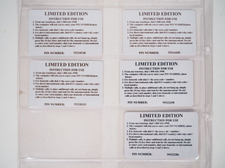 5 cartes téléphoniques limitées série W.T.B. TELECOM TBE - RARE