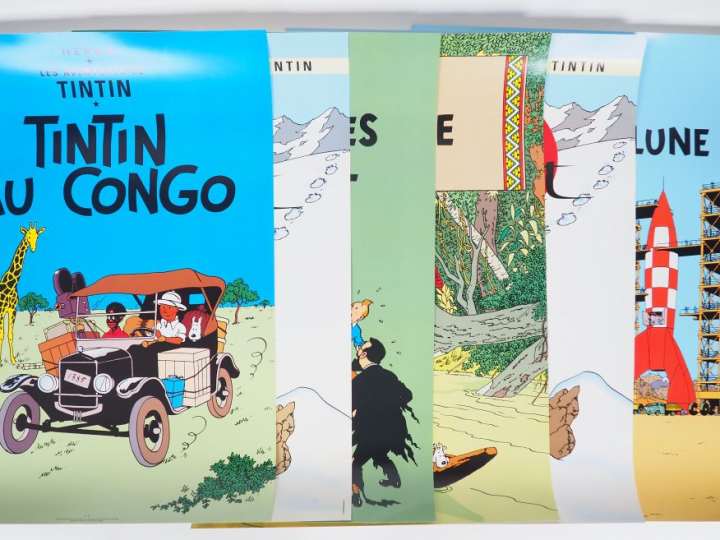 21 AFFICHES couverture d'albums dont 9 numérotées Amerique x2, Tibet x