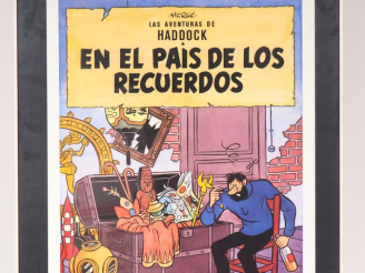 Vente aux enchères Tintin affiche originale 1984 poster Haddock hommage Hergé Mique Ed.So