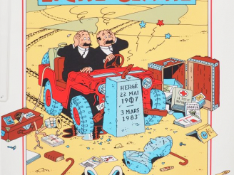 Vente aux enchères RARE AFFICHE "Les ADH au pays de la ligne claire" réalisé par Exem, ti