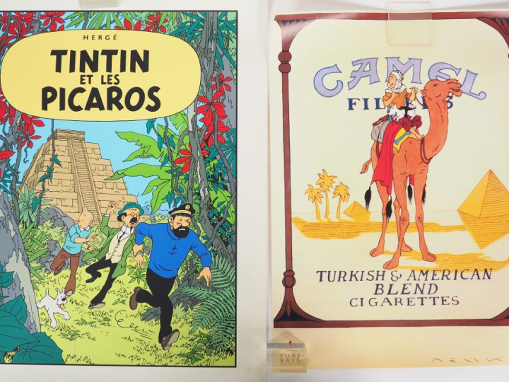 POSTER TINTIN CAMEL 50 x 65 cm + Tintin et les Picaros 80 x 60cm sur p