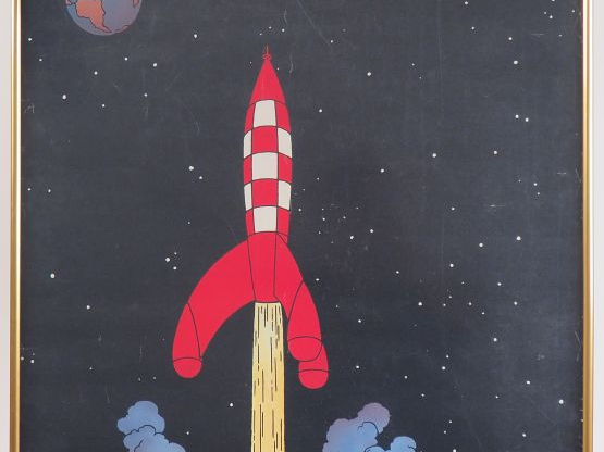 3 cadres dont 2 avec affiches TINTIN LUNE (dim : 70 x 100 cm) + 1 supe
