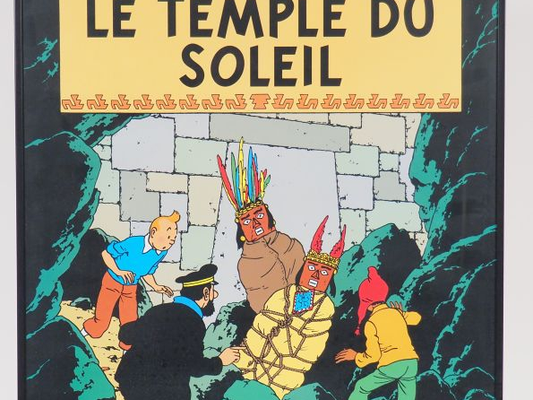 CADRE AFFICHE TINTIN "LE TEMPLE DU SOLEIL" 70/50 cm 