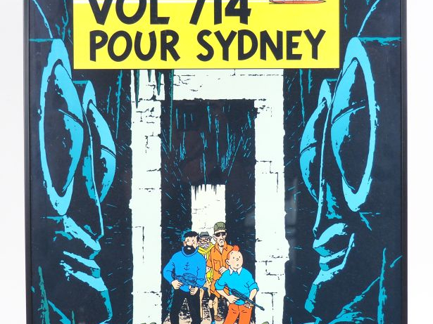 CADRE AFFICHE TINTIN "VOL 714 POUR SYDNEY" 70/50 cm édition MOULINSART