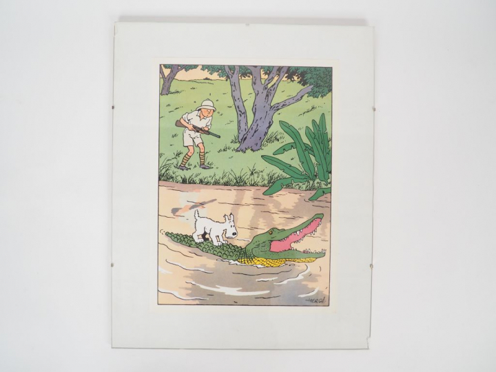 8 CADRES dont 3 représentant TINTIN en AMERIQUE, 1 Tintin au Congo, 1 