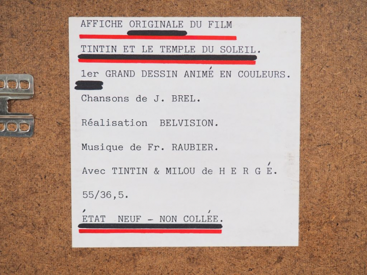 1 CADRE représentant L'AFFICHE ORIGINALE du FILM TINTIN ET LE TEMPLE D