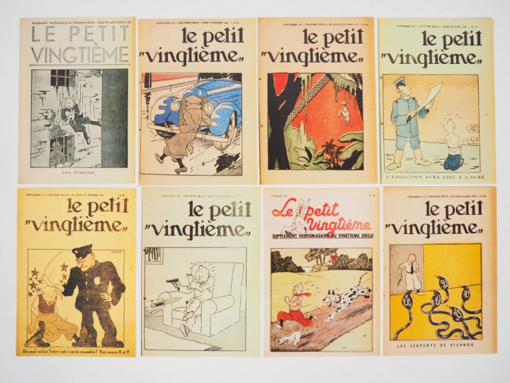RARE ed ROMBALDI "Tintin en péril" 8 fac-similiés de couverture du pet