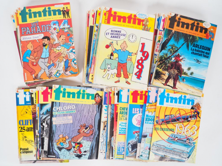 Carton entier comprenant 208 Journaux TINTIN DE DIFFERENTES ANNEES (19