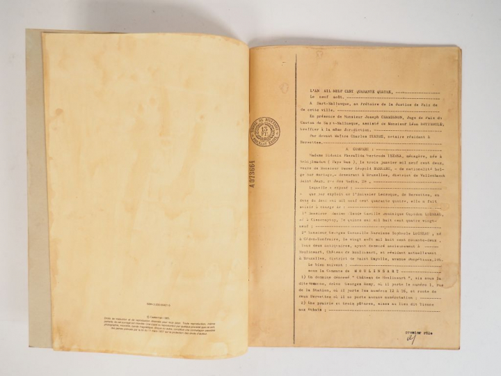 ACTE DE VENTE DU CHÂTEAU DE MOULINSART du 26 et 27 Septembre 1985 par 