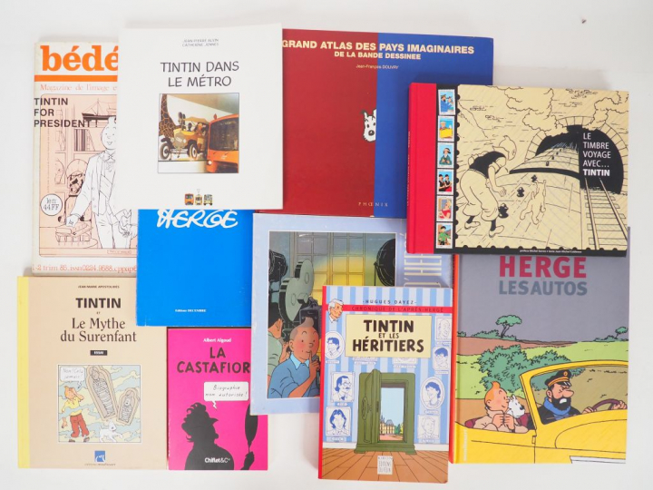 10 ouvrages sur Tintin (Le timbre voyage avec Tintin (2007),Tintin Her