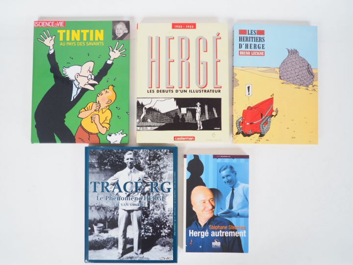 5 ouvrages sur Tintin (TRACE RG (1998) NEUF, HERGE les débuts d'un ill