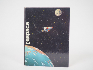 Vente aux enchères Album TRES RARE 1964 par le timbre Tintin "L'espace" 28,5 x 21 cm comp