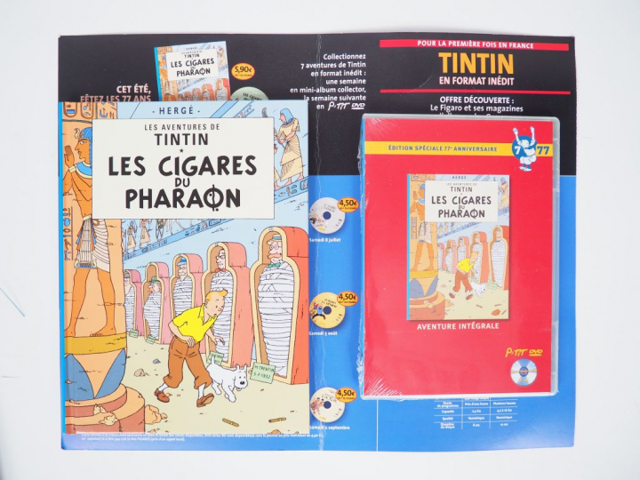 LE FIGARO 77 e Anniversaire TINTIN Ensemble comprenant : 7 DVD + 6 pet