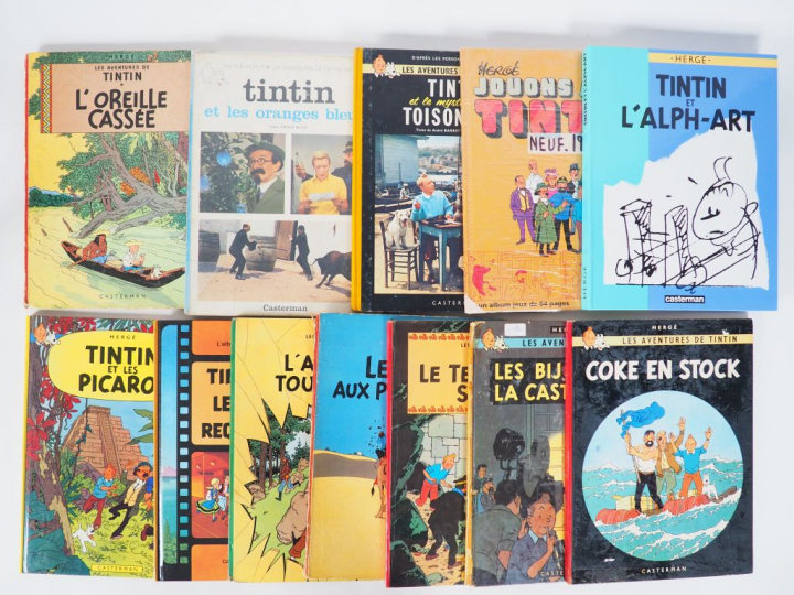 LOT de 12 albums : L'oreille cassée (B35 EM) , Tintin et les Picaros (