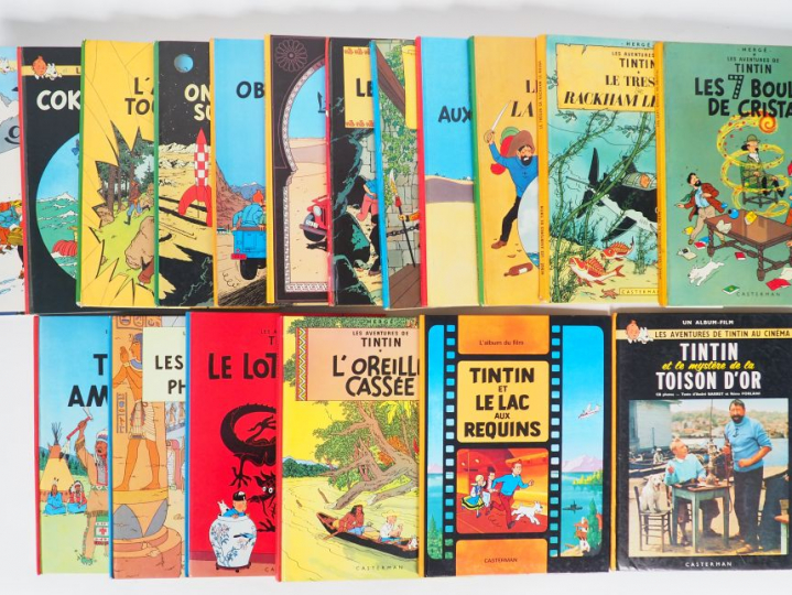 LOT de 17 Albums "Les Aventures de Tintin" année 1970 + 2 albums Ciném