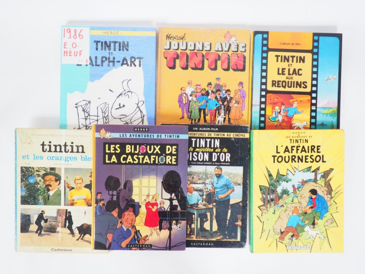 LOT de 7 albums : Tintin et les oranges Bleues EO ( 1964 EM), Tintin e