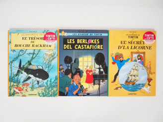 Vente aux enchères 2 Albums en CHTI (Rackham et Secret licorne) + 1 album en Wallon (Cast