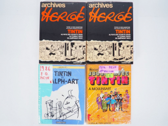 Vente aux enchères 2  TINTIN ARCHIVES HERGE 1973 T1 TBE +  2 Albums Tintin et L'Alphart e