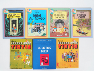Vente aux enchères LOT avec 4 Albums doubles Tintin France Loisirs + 1 Album Archive "Le 