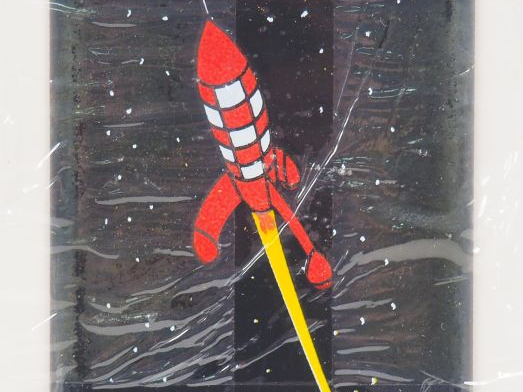 1 plaque émaillée TINTIN LUNE 7 x 13 cm