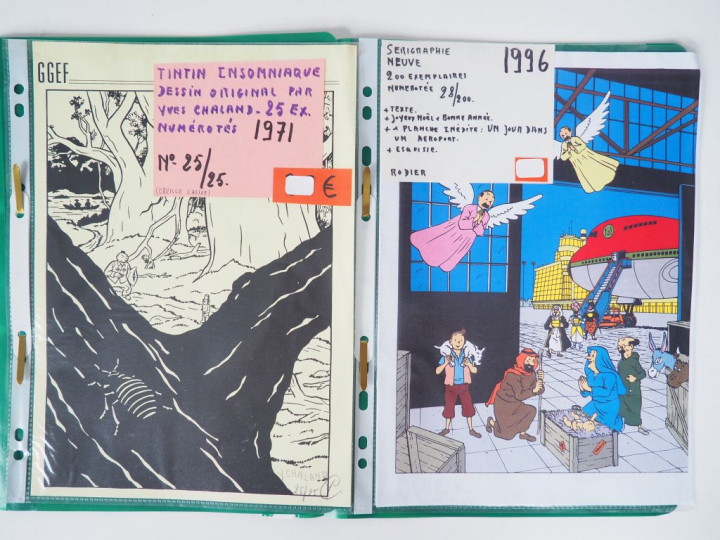 1 lot composé de 1 boite Delacre,3 cigares pharon, 9 calendriers TINTI