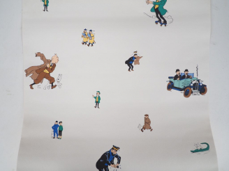 Vente aux enchères LOT de 10 rouleaux regroupant divers personnages TINTIN. Dim 10,05 m x