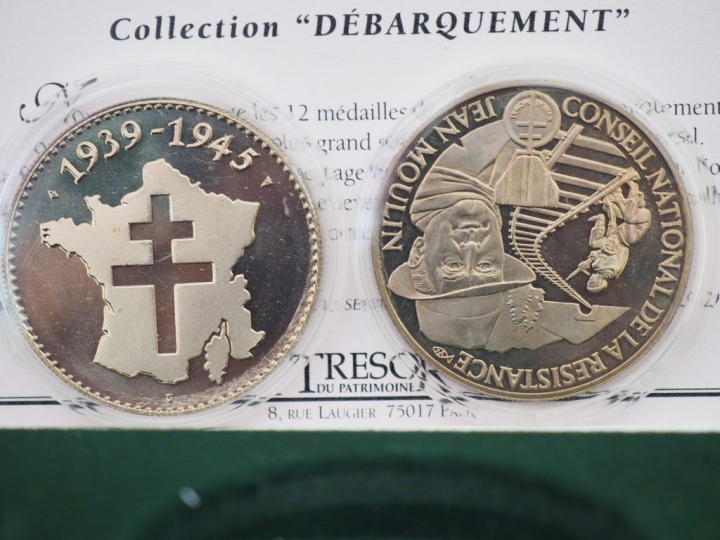 12 médailles en argent "Collection débarquement 1944-1994".