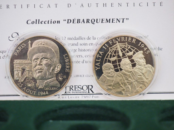12 médailles en argent "Collection débarquement 1944-1994".