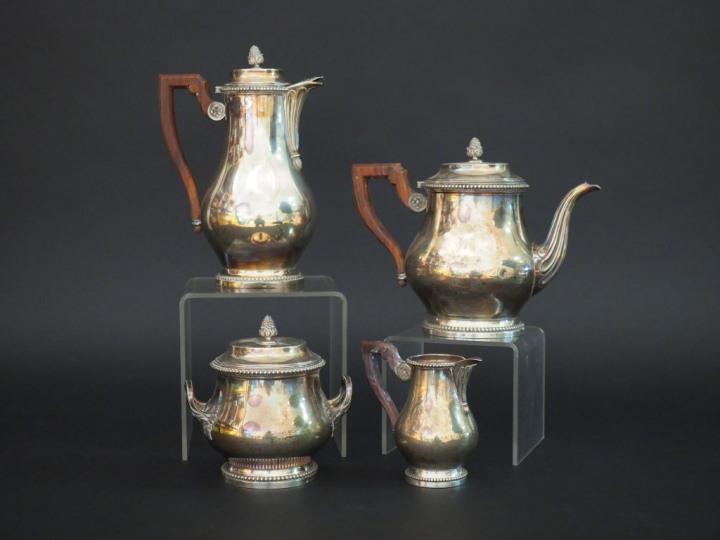 Service 4 pièces en argent, de style Louis XVI en argent poinçon Miner