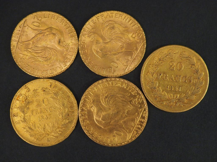 10 pièces de 20 Francs or Frais de vente : 5 % TTC
