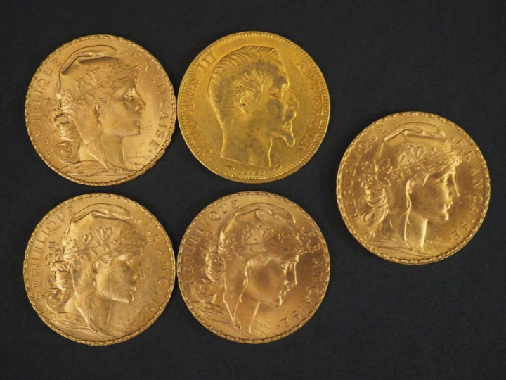 10 pièces de 20 Francs or Frais de vente : 5 % TTC
