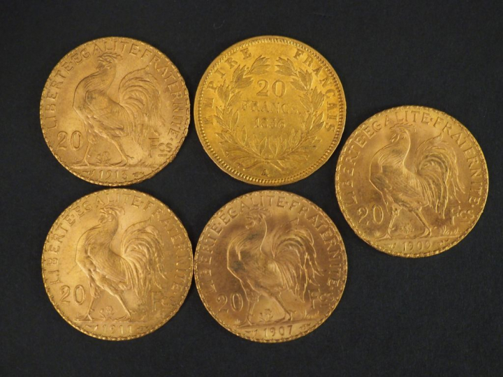 10 pièces de 20 Francs or Frais de vente : 5 % TTC