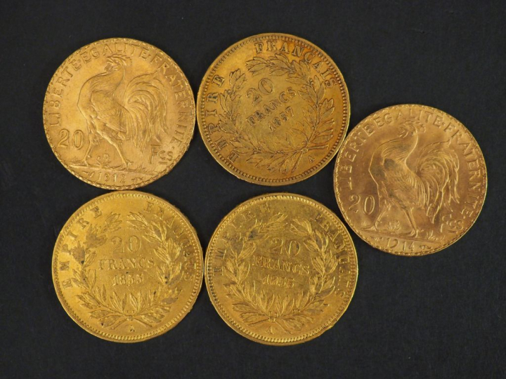10 pièces de 20 Francs or Frais de vente : 5 % TTC