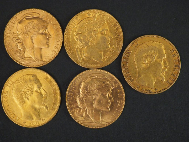 10 pièces de 20 Francs or Frais de vente : 5 % TTC
