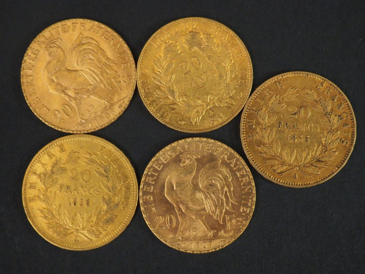 10 pièces de 20 Francs or Frais de vente : 5 % TTC