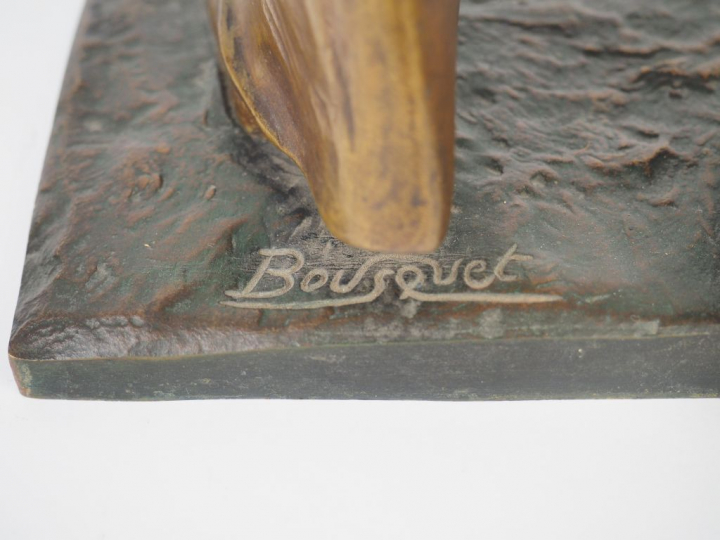 BOUSQUET. "Pierrot" Sculpture en bronze à double patine Signée. H. 40 