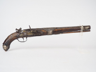 Vente aux enchères Grand pistolet à silex pour l'orient en calibre 24 à la livre, longueu
