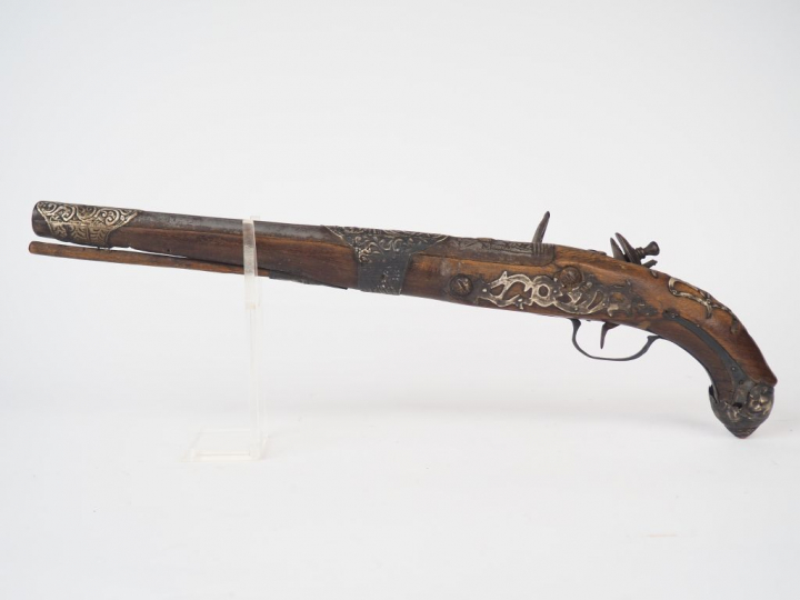 Grand pistolet à silex pour l'orient en calibre 24 à la livre, longueu