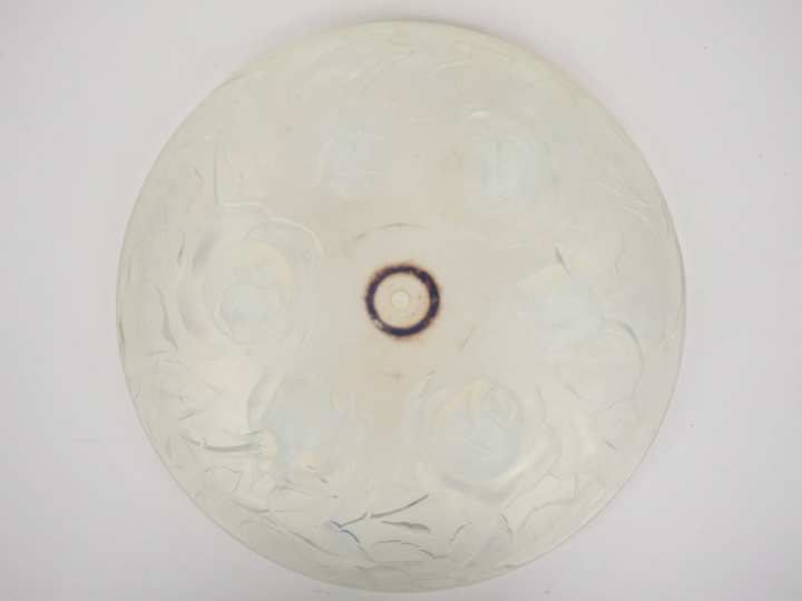 ETLING France. Coupe sur pied Art Déco en verre, métal et bois sculpté