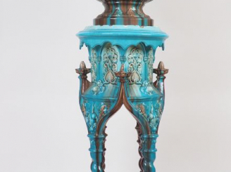 Vente aux enchères Jérôme MASSIER. Grand jardinière et sa sellette en barbotine flammée p